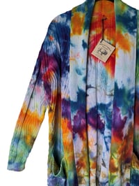 Image 5 of M Snow-Dyed 100% Cotton Chunky Knit Cardigan in Rainbow Dye
