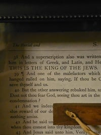 Image 2 of Orbweaver Taxiderny Spider 1800s Bible Page With crucifix and Real Web