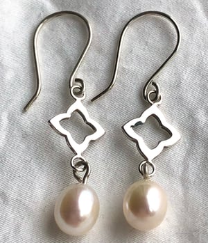 Lovely Freshwater White Pearl Drop Earrings with 925 Sterling Silver Wires. No4