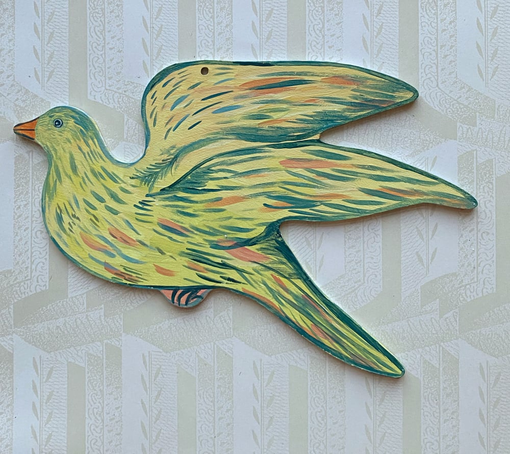 Image of Painted wooden bird