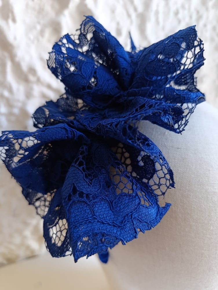 Image of Cerchietto rouches pizzo blu cina 