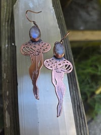 Image 3 of Electroformed moonstone Mushroom Maven earrings