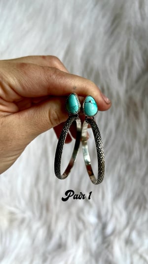 Image of Turquoise Snakeskin Hoops