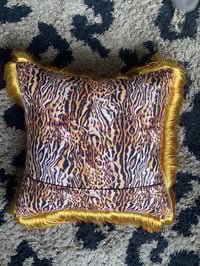Image 7 of blue Pinup Girl with tiger print Cushion cover