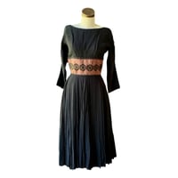 Image 1 of L'AIGLON Black Pleated Dress Small