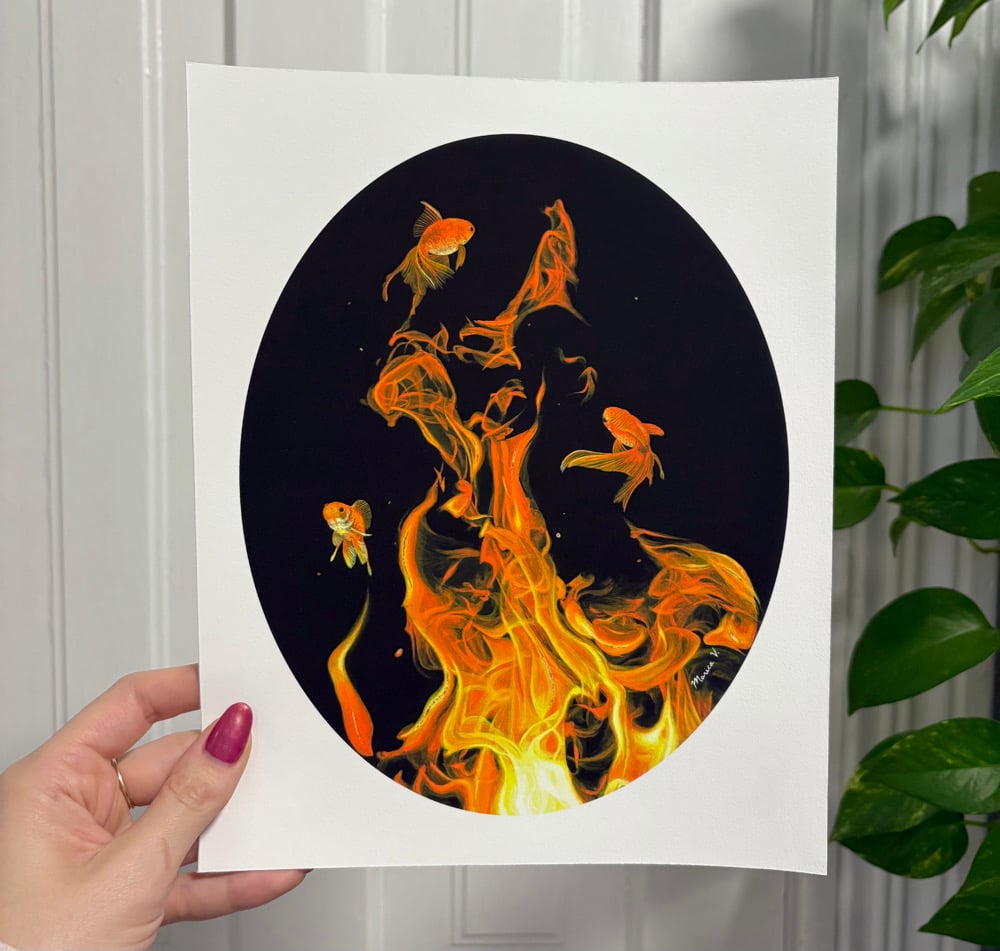 Golden Flames” Limited Edition Print with Hand-Embellishment | Art