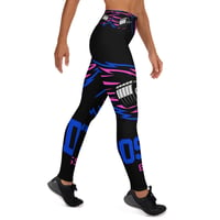 Image 2 of BOSSFITTED Black Neon Pink and Blue Yoga Leggings