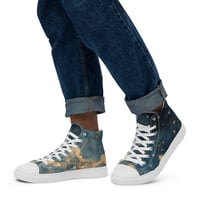 Image 5 of Celestial Night Sky Stars and Clouds Painting Men's High Top Canvas Shoes 