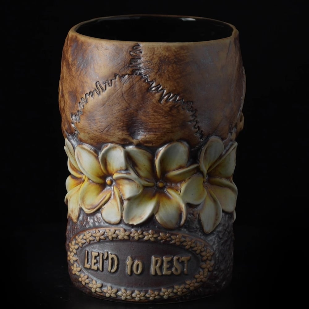 LEI'D TO REST Limited Edition 20oz Tiki Mug - Yellow Flowers from Trevor Foster Studio