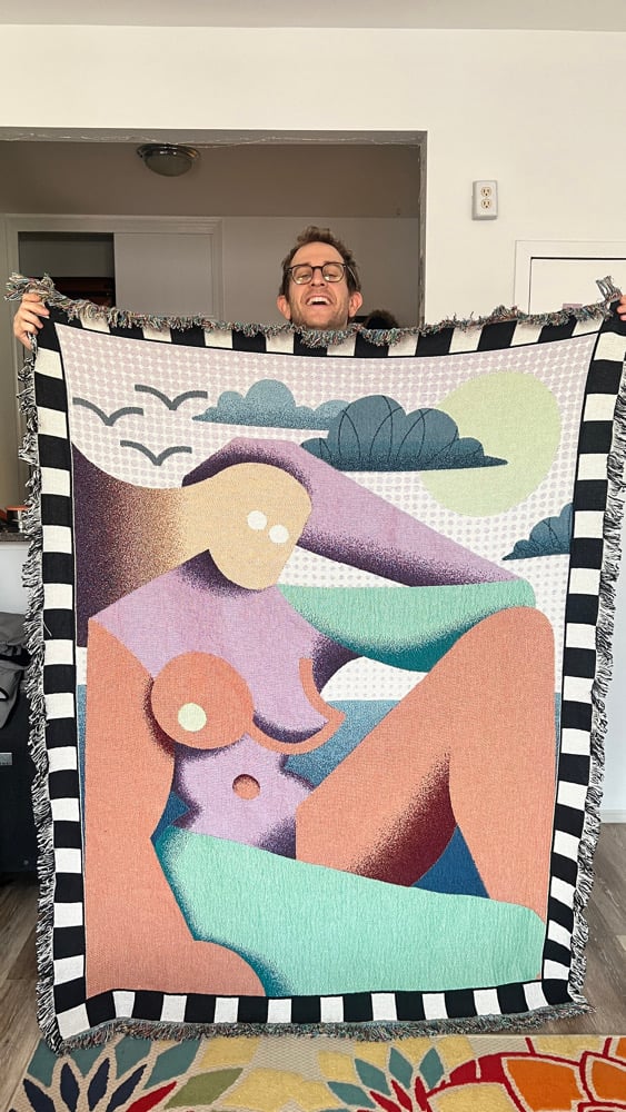Nude on beach throw