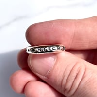 Image 2 of Chunky Rounded Silver Witch Ring With Stars And Moons. Sterling.