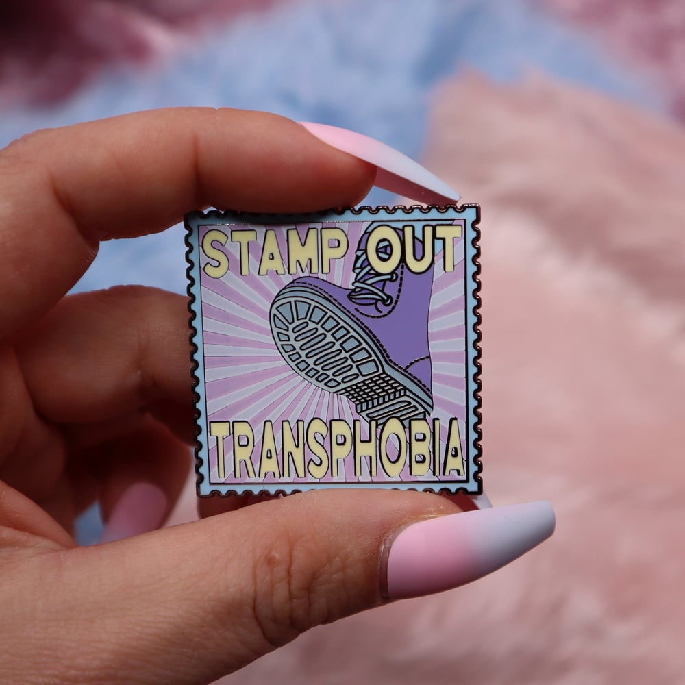 Image of Stamp Out Transphobia Enamel Pin