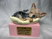 Image 15 of Custom Engraved Yorkie Urn Yorkshire Terrier In Bed Pet Portrait Handmade