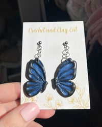 Image 5 of Blue Monarch Butterfly Earrings 