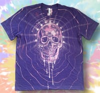 Image 1 of ‘ROSE COLORED SKULLS’ BLEACH PAINTED T-SHIRT XL