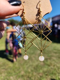 Image 1 of Geometric Rose Quartz Earrings 