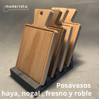 Minitablas. Reposavasos en maderas naturales