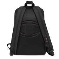 Image 3 of "Walk Like a Giraffe Named Chris" Embroidered Champion Backpack - Red/Blue