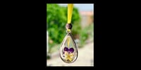Image 1 of Johnny Jump-up And Calendula Silver Teardrop Pendant