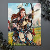 "The Huntress" Aloy Signed Watercolor Print