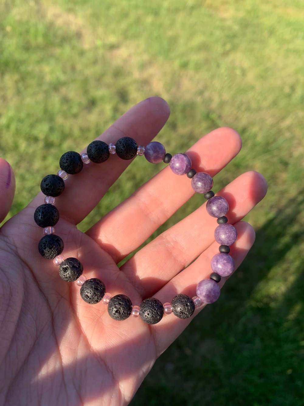 lepidolite & lava stone essential oil diffuser bracelet