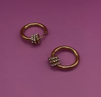 Image 3 of Pavé Charm Gold Hoop Earrings