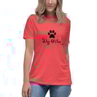 Image 2 of Women's Relaxed T-Shirt, Dog Mom T-Shirt | Paw Print Dog Lover Script Graphic Tee