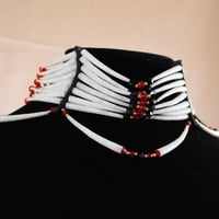 Image 6 of XL Dentalium Choker (Black/Red)