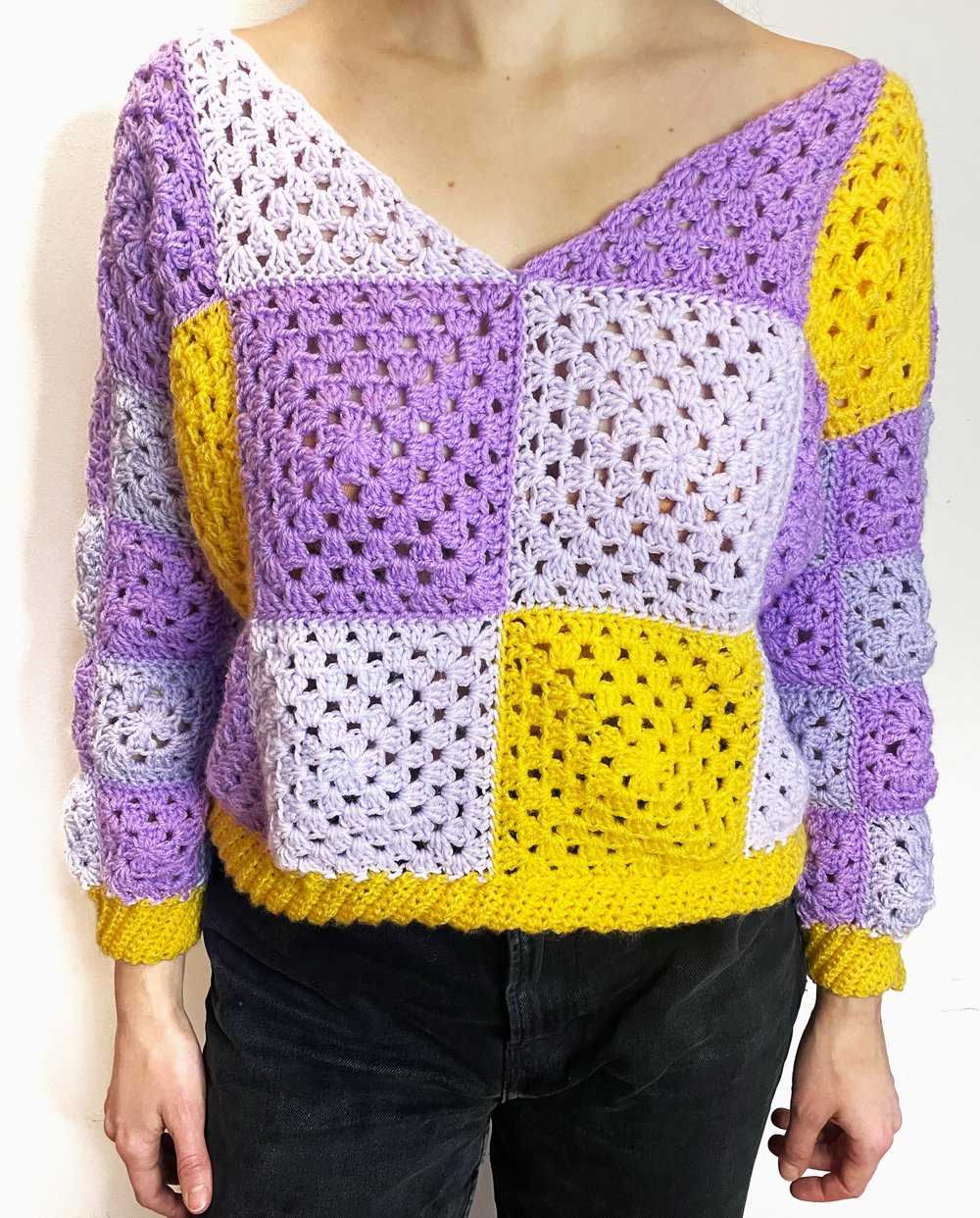 LILAC Granny Square Sweater