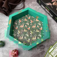 Image 5 of Green Woodland Print Small Hexagon Dice Tray