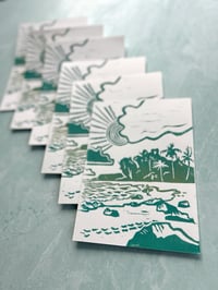 Image 3 of “All Swell”, 5x7” original linocut print