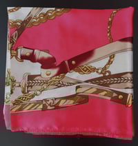 Image 4 of Pink & Brown Silk Head Scarf