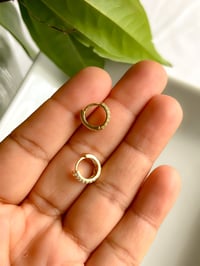Image 2 of Mini Gold Plated Quartz Hoops 