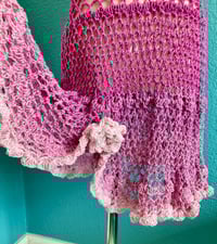Image 2 of Crochet Boho Girls Dress Fuscia Size 6-7x