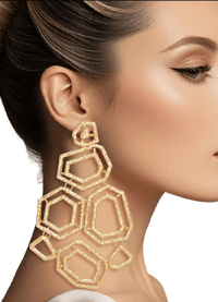 Image 1 of GEO DESIGNED GOLD EARRINGS
