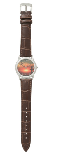 Image 4 of Cross with sunrise men's watch brown leather band