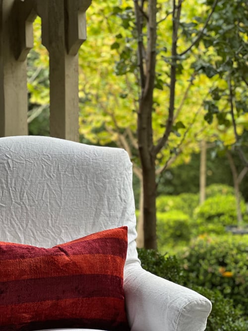 Image of Unexpected Red Stripe Ikat Cushion 