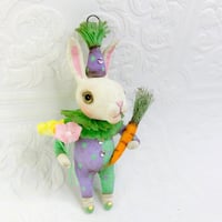Image 2 of Medium White Bunny with Carrots and Florals