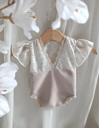 Image 3 of Newborn bodysuit for photo shoots | Felice | neutral beige