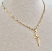 Image 2 of 14k EP Small cross Necklace with Small Cross crucifix religious cross charm