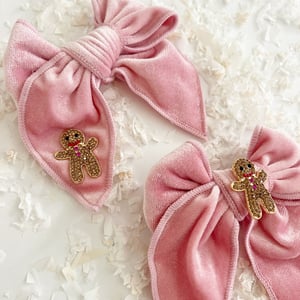 Image of Pink Velvet Bejeweled Holiday Bow