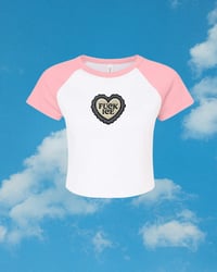 Image 2 of Fuck Ice- Gingham Scalloped Heart Baby Tee