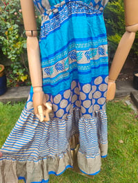 Image 9 of Havana Halter Dress- classic statement holiday piece- one size - BLUE / TURQUOISE