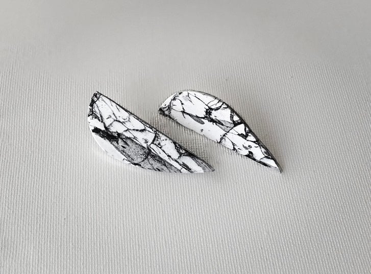 Image of White marble long studs 