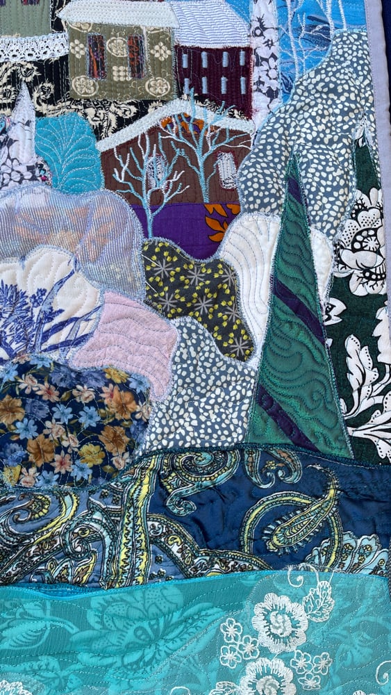 Elsa's Castle - art quilt painting, 77х45 cm Image 8