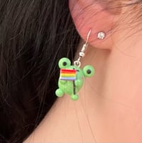 Image 3 of Pride flag frog earrings