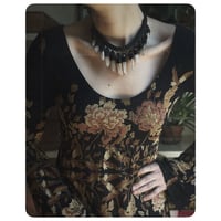 Image 1 of The Empress Necklace - Clear Quartz Crystals and Black Leather