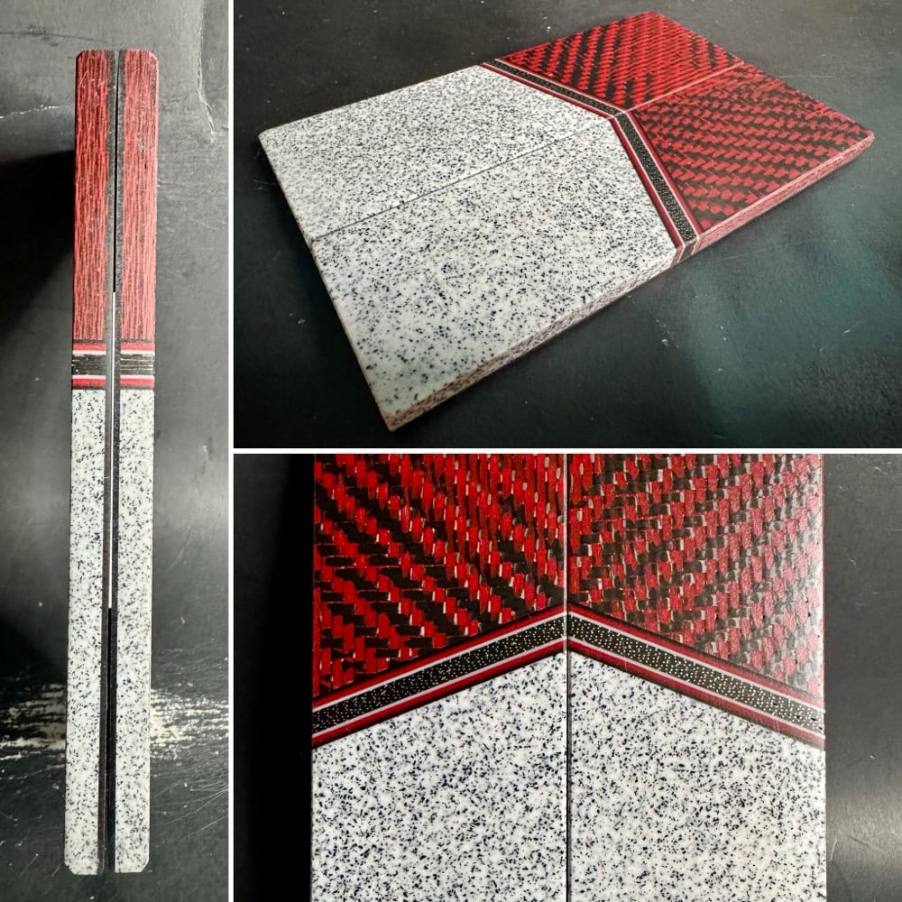 Image of Red Carbon Fiber & White Grip-Tec Segmented Knife Scales