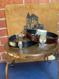 Image 1 of Leather Skull Bracelet 