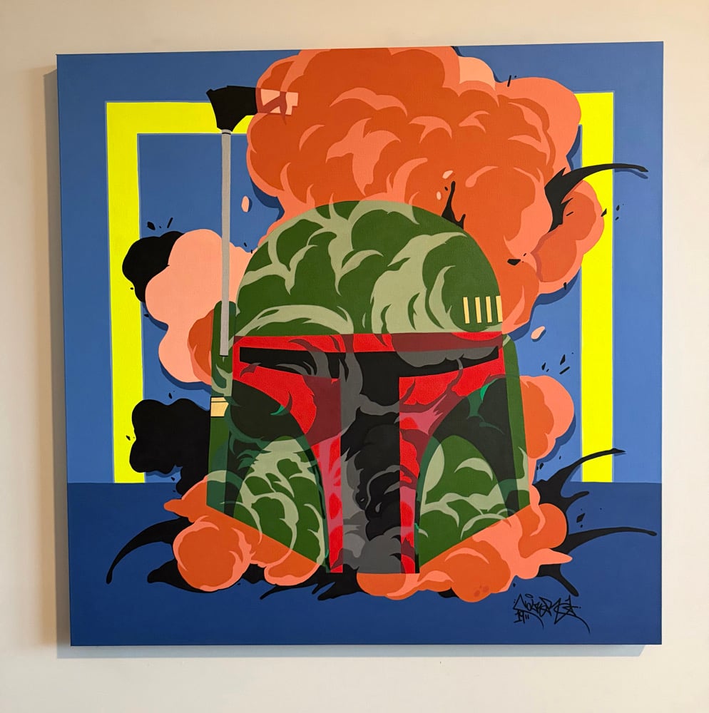 Image of 36x36  Original custom canvas  boba fett